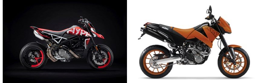 Motorrad Vergleich Ducati Hypermotard 950 RVE 2020 Vs KTM 640 Duke 2 2007