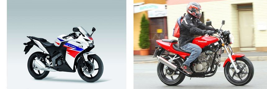 Motorrad Vergleich Honda CBR 125 R 2014 Vs Hyosung GT 125 Naked 2009