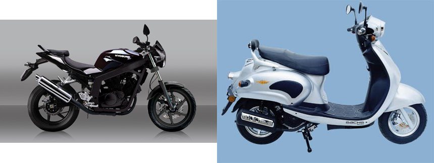 Motorrad Vergleich Hyosung Gt Naked Vs Sachs Bee