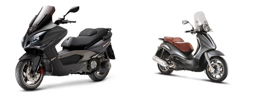 Motorrad Vergleich Kymco Xciting 500i Evo ABS 2013 Vs Piaggio Beverly