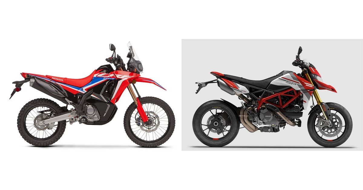 Motorrad Vergleich Honda CRF300 Rally 2023 Vs Ducati Hypermotard 950