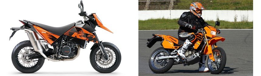 Motorrad Vergleich KTM 690 Supermoto 2009 Vs Hyosung XRX 125 Supermoto