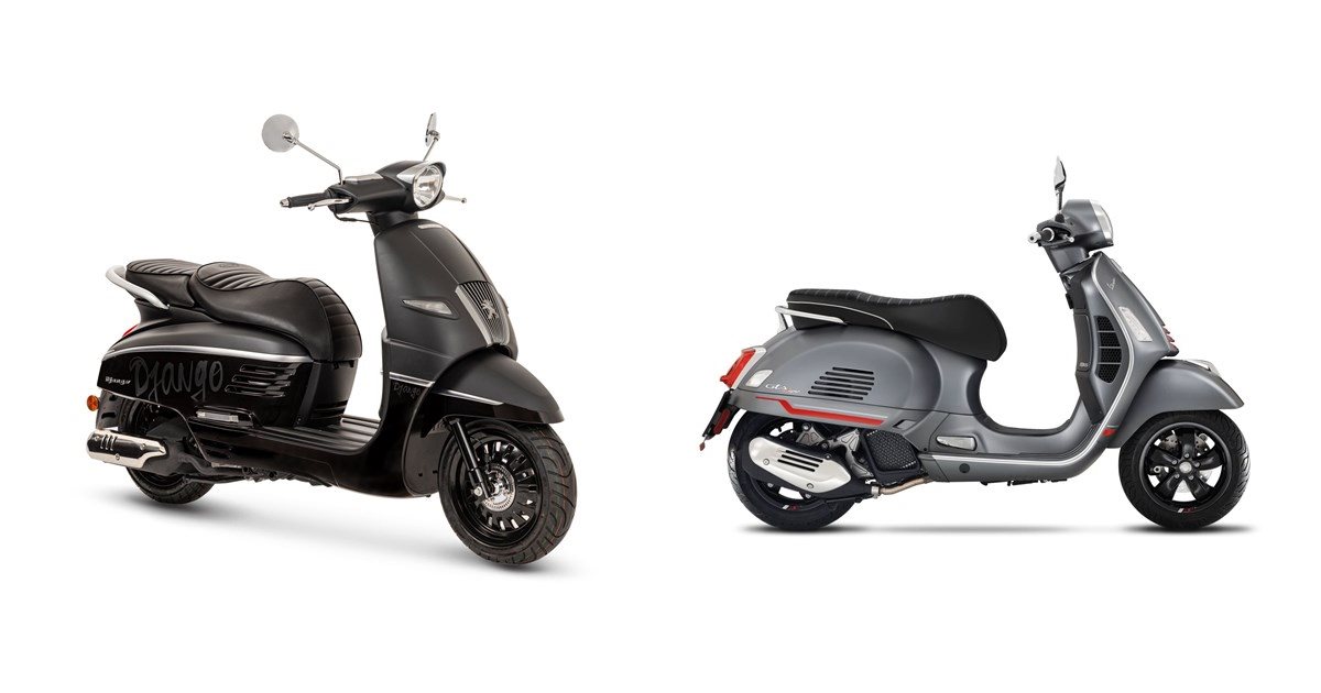 Motorrad Vergleich Peugeot Django 125 ABS Dark 2022 Vs Vespa GTS 125