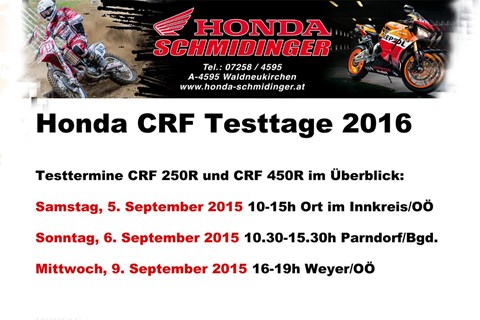 Testtage Honda CRF 2016 von Honda Schmidinger
