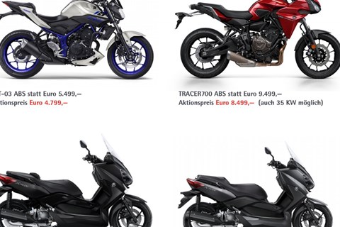 Yamaha Motorräder Aktionspreise 2016