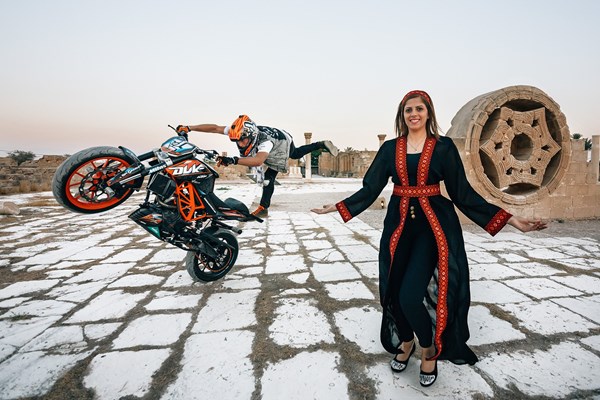 KTM Duke Stunt Rider Rok Bagoros performed in Palestine