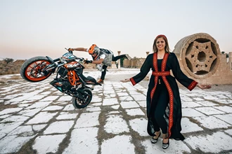KTM Duke Stunt Rider Rok Bagoros performed in Palestine KTM Duke Stunt Rider Rok Bagoros performed in Palestine
