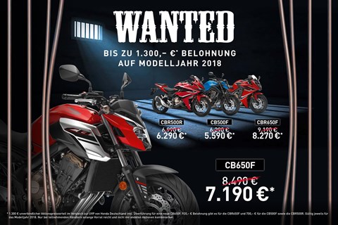 Honda Wanted - Abverkauf von 2018er Modellen