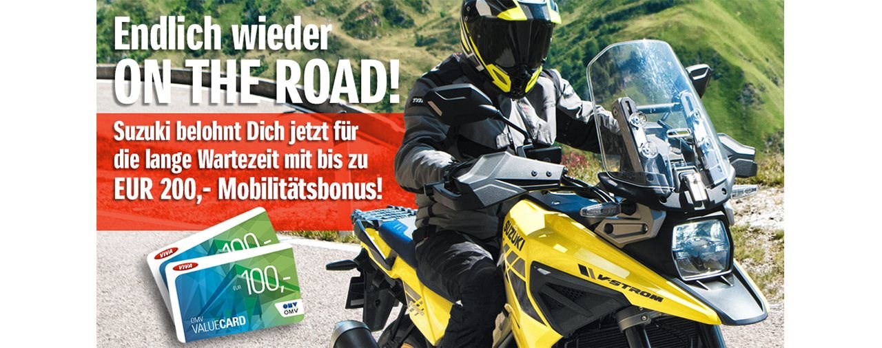 Suzuki Motorrad schenkt dir bis zu 200 Euro in Tank-Gutscheinen!