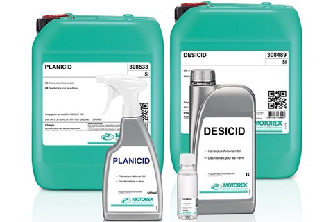 Motorex liefert Hand-und Flächendesinfektionsmittel