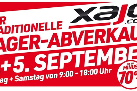 XAJO - Lagerabverkauf am 4. & 5.9.