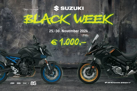 Suzuki Black Week 2024: Angebote für GSX-8S & V-STROM 650/XT Suzuki Black Week 2024: Angebote für GSX-8S & V-STROM 650/XT