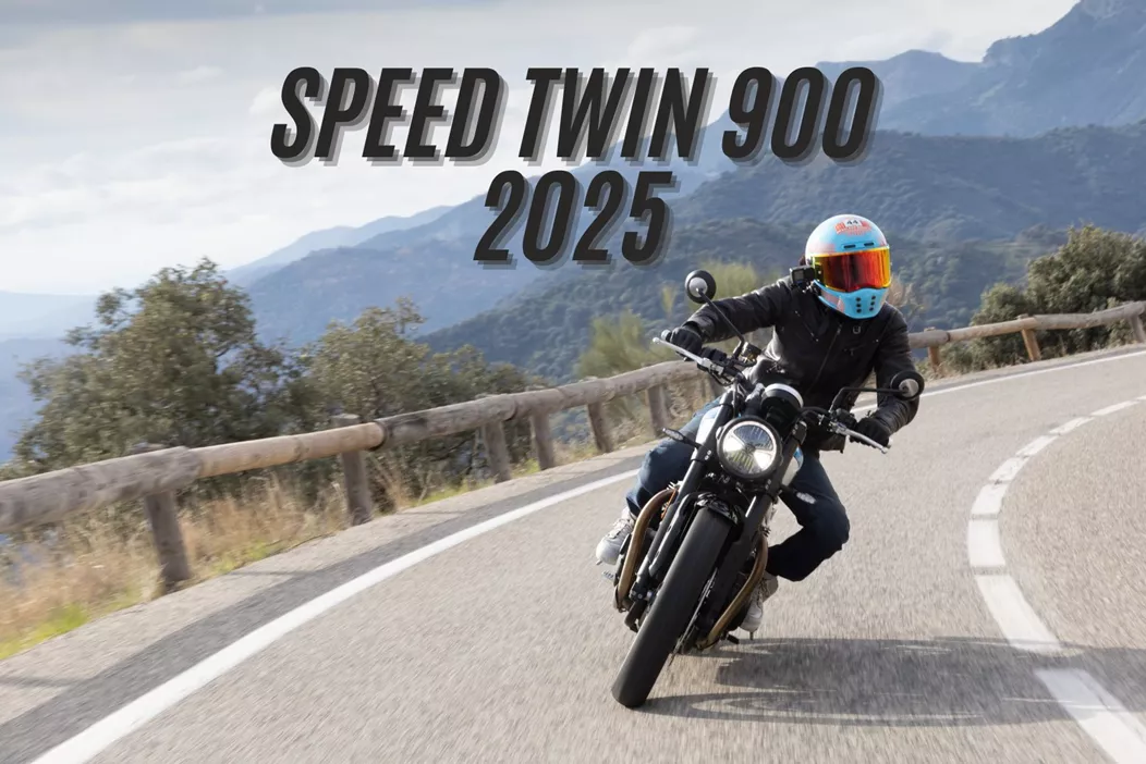 Strade scivolose dell'Andalusia al mattino presto, passi di montagna riscaldati a mezzogiorno, una dozzina di giornalisti in cerca di avventura e, nel mezzo: il nuovo aggiornamento della Speed Twin 900. Questo roadster moderno dovrebbe unire i vantaggi della tecnologia odierna con i caratteristici tratti classici della serie Bonneville. Riuscirà la Speed Twin a dimostrare tutto questo in sole 7 ore di guida sotto il sole della Spagna?