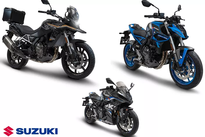 Suzuki Austria wprowadza na rynek trzy limitowane modele specjalne na 2025 rok. Modele GSX-8S TEAM SUZUKI, GSX-8R CHAMPION oraz V-STROM 800 X-ROAD dostępne są wyłącznie w Austrii i po raz pierwszy zostaną zaprezentowane na targach moto-austria.