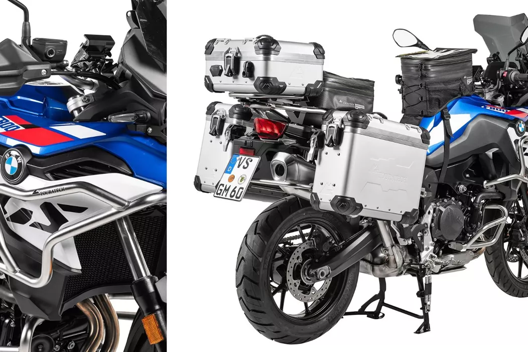 Com os acessórios específicos da Touratech, a BMW F 800 GS se transforma em uma moto de aventura versátil. Quatro sistemas de malas, protetores e peças de conforto oferecem um verdadeiro ganho de valor.