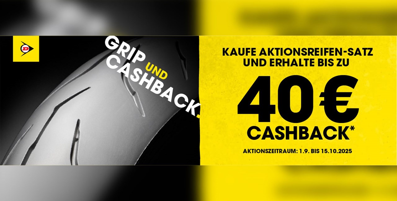 Dunlop Motorradreifen Cashback Herbst 2025: Bis zu 40 € retour
