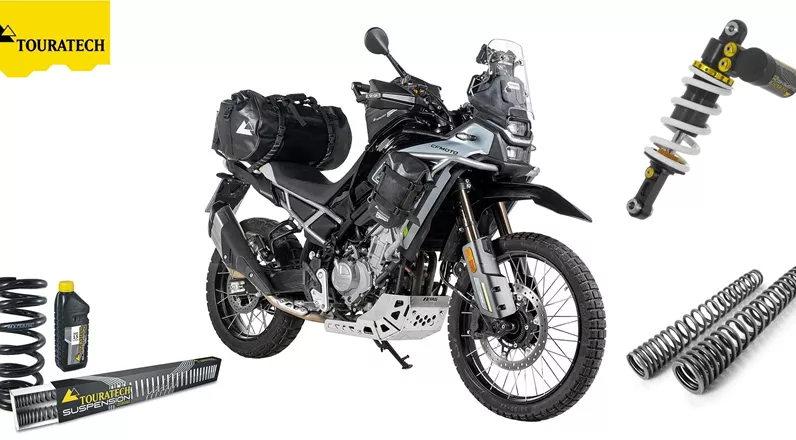 Touratech Suspension presenta una mejora completa del sistema de suspensión para las CFMOTO 450MT y 800MT. Desde resortes progresivos hasta el amortiguador premium Extreme: más comodidad, control y estabilidad en cada aventura.
