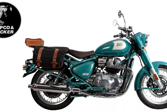 Hepco & Becker amplia la gamma di accessori per la Classic 650. La portapacchi, il supporto C-Bow e il paramotore combinano funzionalità e stile, ideali per chi desidera equipaggiare la propria moto in modo classico e pratico allo stesso tempo.