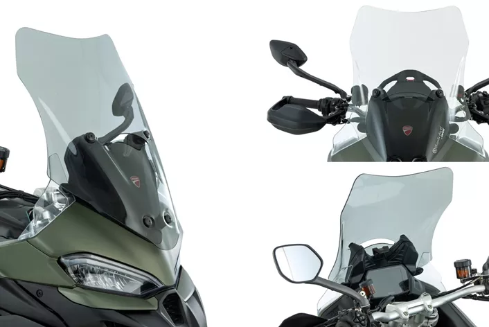 Wunderlich proširuje svoj asortiman dodatne opreme za Ducati Multistrada V2 i V2 S s dva nova rješenja za vjetrobranska stakla. MARATHON vjetrobran pruža maksimalnu zaštitu od vjetra i vremenskih uvjeta, dok SPORT vjetrobran nudi kompaktan dizajn s smanjenim pritiskom vjetra. Obje varijante dolaze s ABE certifikatom i posebno su prilagođene za V2.