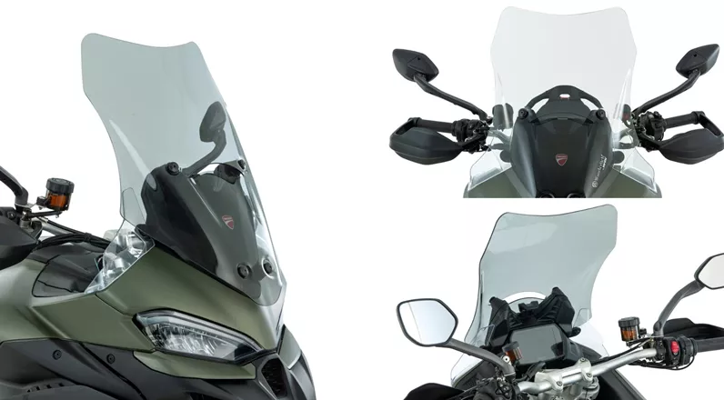 Wunderlich proširuje svoj asortiman dodatne opreme za Ducati Multistrada V2 i V2 S s dva nova rješenja za vjetrobranska stakla. MARATHON vjetrobran pruža maksimalnu zaštitu od vjetra i vremenskih uvjeta, dok SPORT vjetrobran nudi kompaktan dizajn s smanjenim pritiskom vjetra. Obje varijante dolaze s ABE certifikatom i posebno su prilagođene za V2.