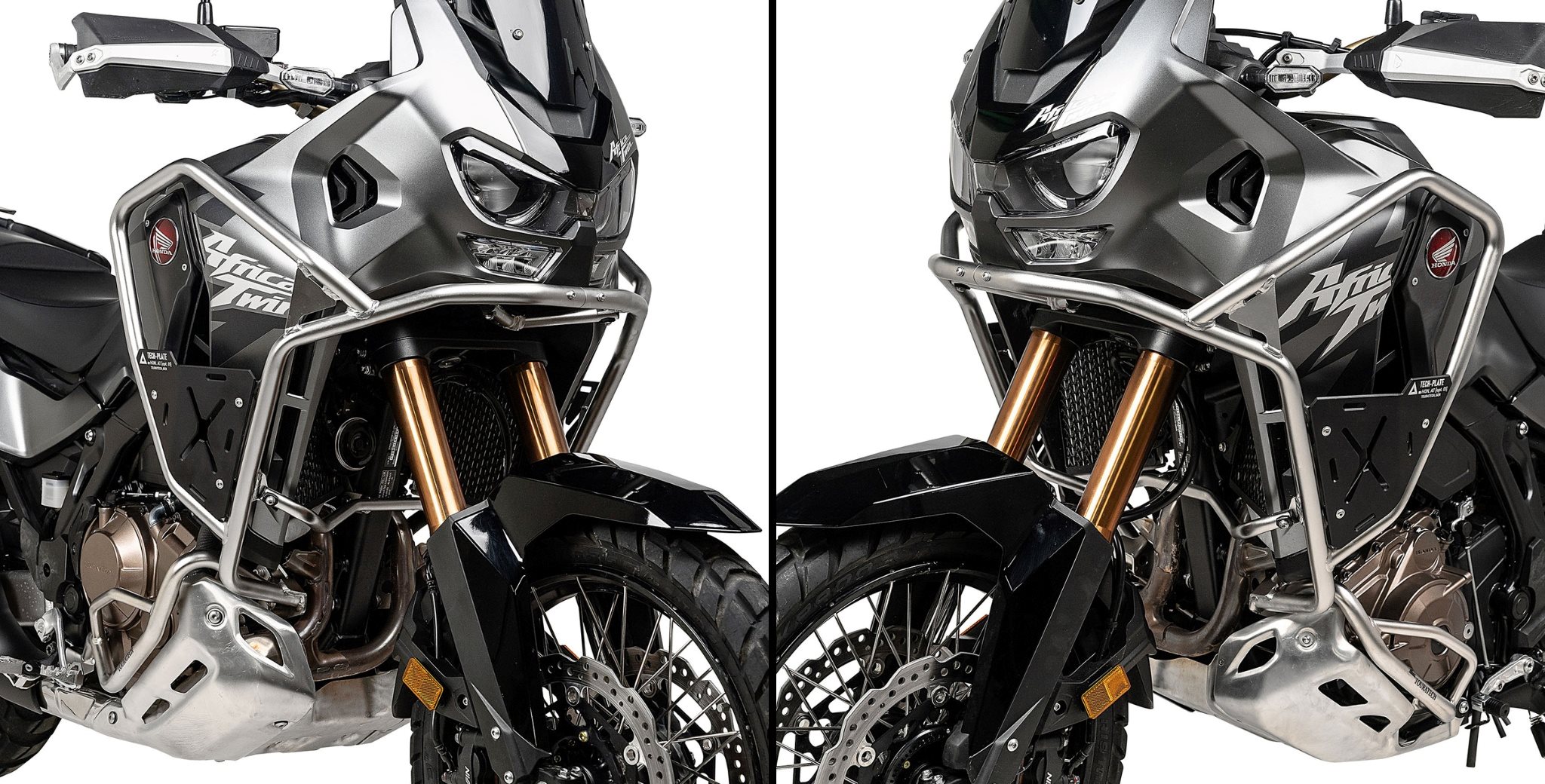 Mit einem neuen Verkleidungssturzbügel erweitert Touratech sein Zubehörprogramm für die Honda CRF1100L Africa Twin Adventure Sports. Die Edelstahlkonstruktion soll Verkleidung, Tank und Kühler schützen und gleichzeitig neue Möglichkeiten für Zubehörmontage bieten.