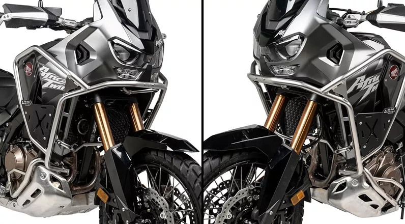 Mit einem neuen Verkleidungssturzbügel erweitert Touratech sein Zubehörprogramm für die Honda CRF1100L Africa Twin Adventure Sports. Die Edelstahlkonstruktion soll Verkleidung, Tank und Kühler schützen und gleichzeitig neue Möglichkeiten für Zubehörmontage bieten.