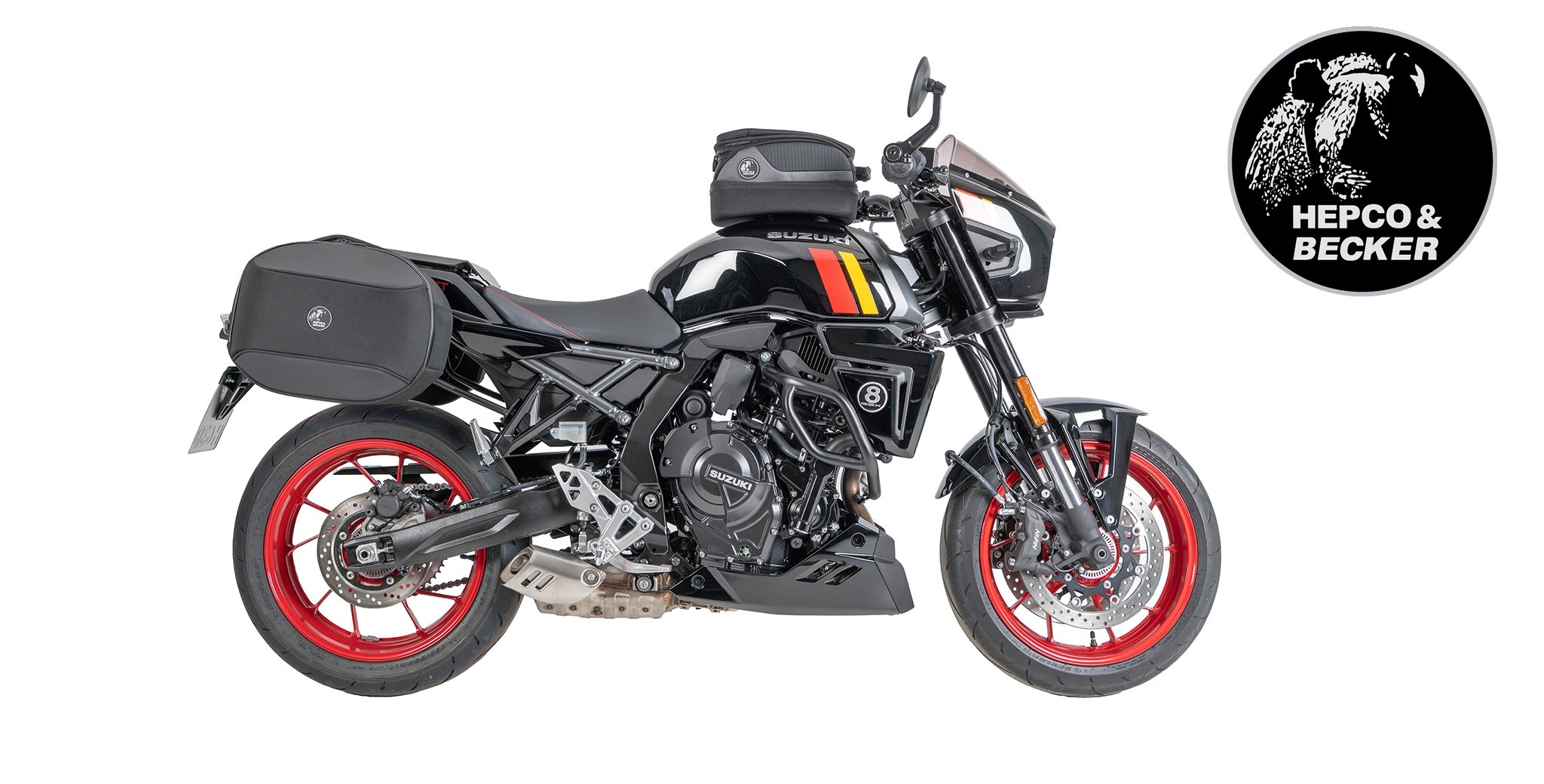 Die Suzuki GSX-8TT (2025) verbindet klassisches Design mit moderner Technik. Mit passendem Zubehör von Hepco & Becker wird sie zum vielseitigen Begleiter für Alltag und Reise.
