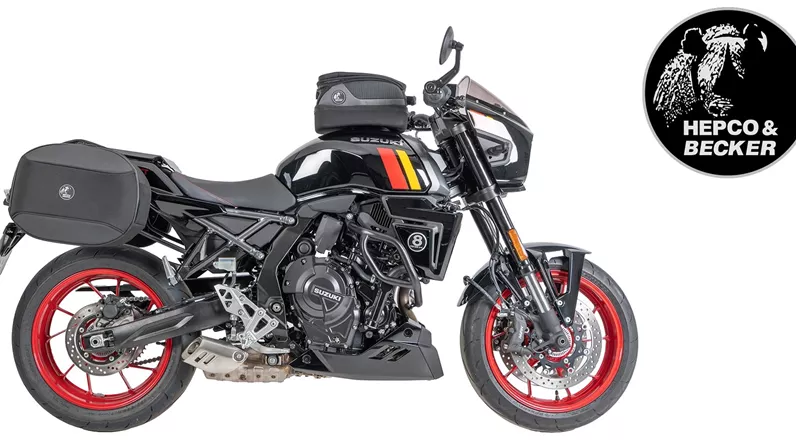 Die Suzuki GSX-8TT (2025) verbindet klassisches Design mit moderner Technik. Mit passendem Zubehör von Hepco & Becker wird sie zum vielseitigen Begleiter für Alltag und Reise.