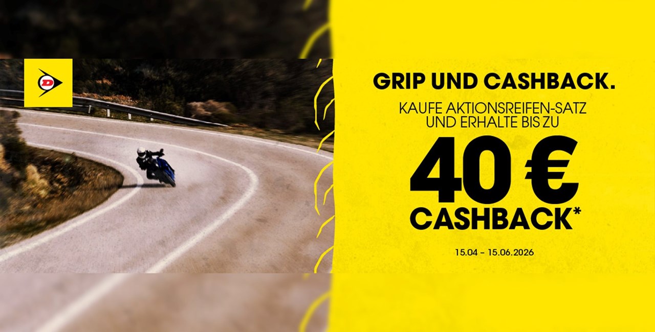 Dunlop Motorrad Cashback 2026: Bis zu 40 € sichern