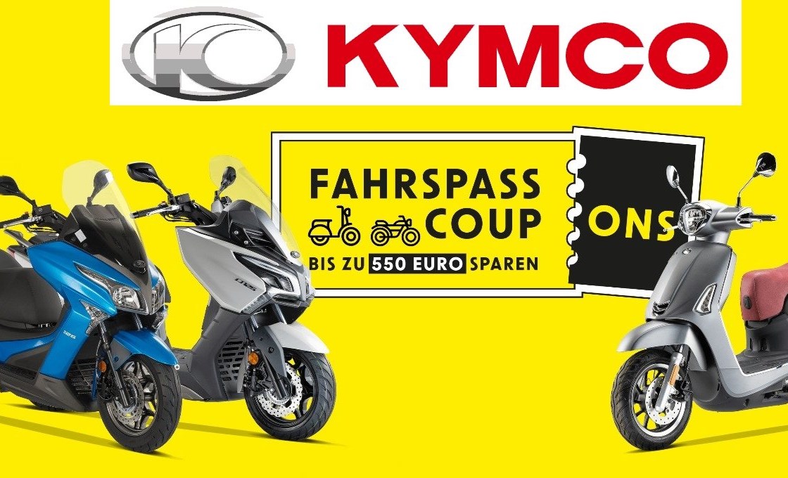 KYMCO "FAHRSPASS COUPONS" bis zu 550 Euro sparen!*
