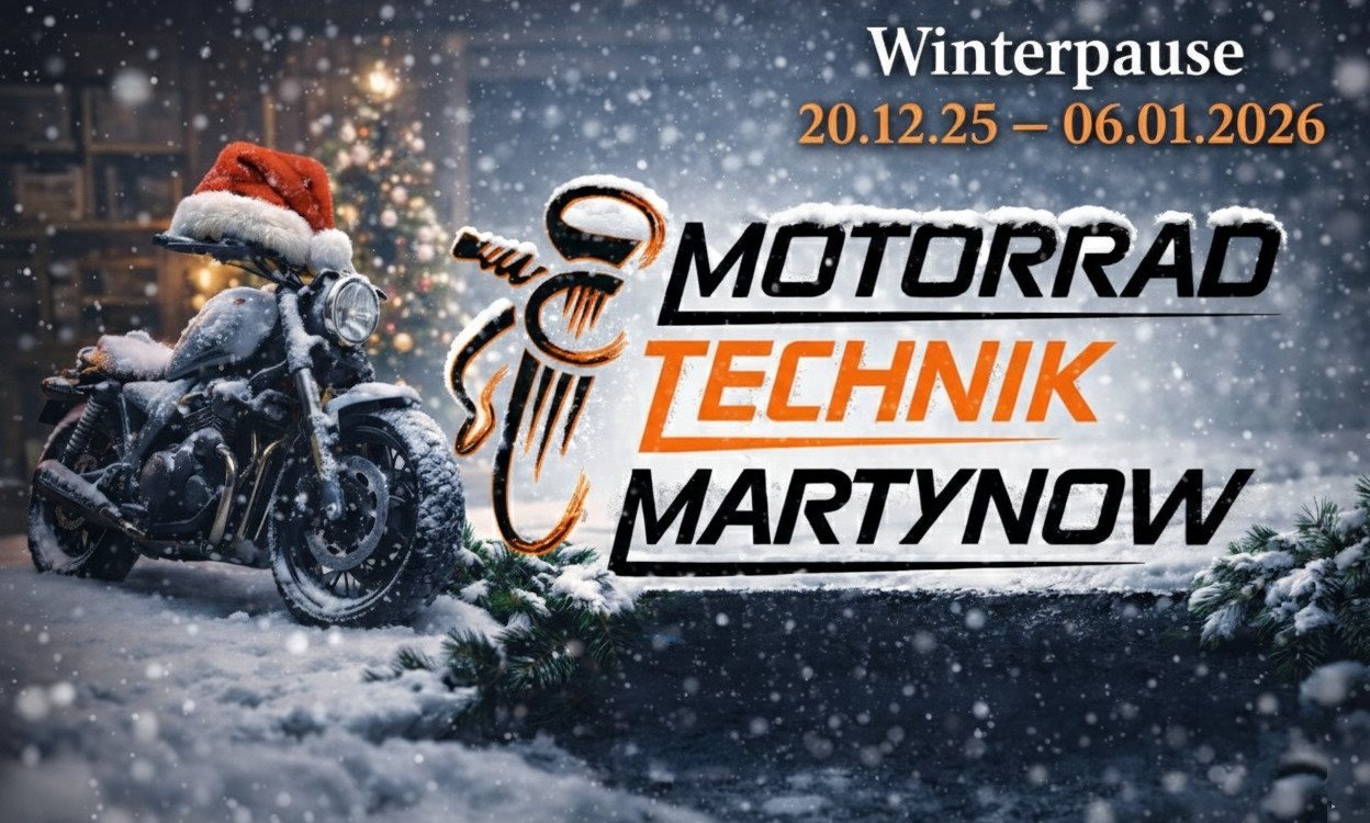 Wir legen den Gang raus und machen Pause: 20.12.25 – 06.01.2026 geschlossen Ab Januar drehen wir wieder am Gas und sind wie gewohnt für euch da. Frohe Weihnachten und einen guten Start ins neue Motorradjahr!