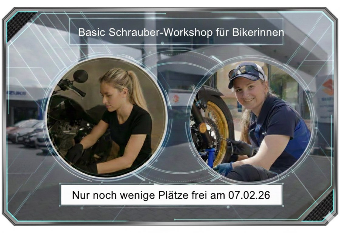 Warum du den "Goddess Basic - Schrauber-Workshop" nicht verpassen solltest: Mit Motorradrennfahrerin 🏍 Nina Prinz bei dem Autohaus Wolfgang Nowak, Dein Suzuki und Royal Enfield Vertragshändler in Kassel  Auto & Motorrad        
