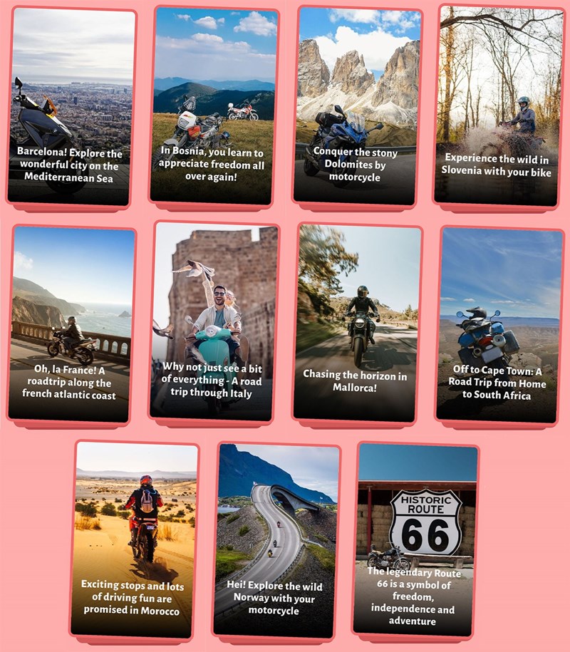 Motorrad-Traumreisen in der DoGet-App Motorrad-Traumreisen in der DoGet-App