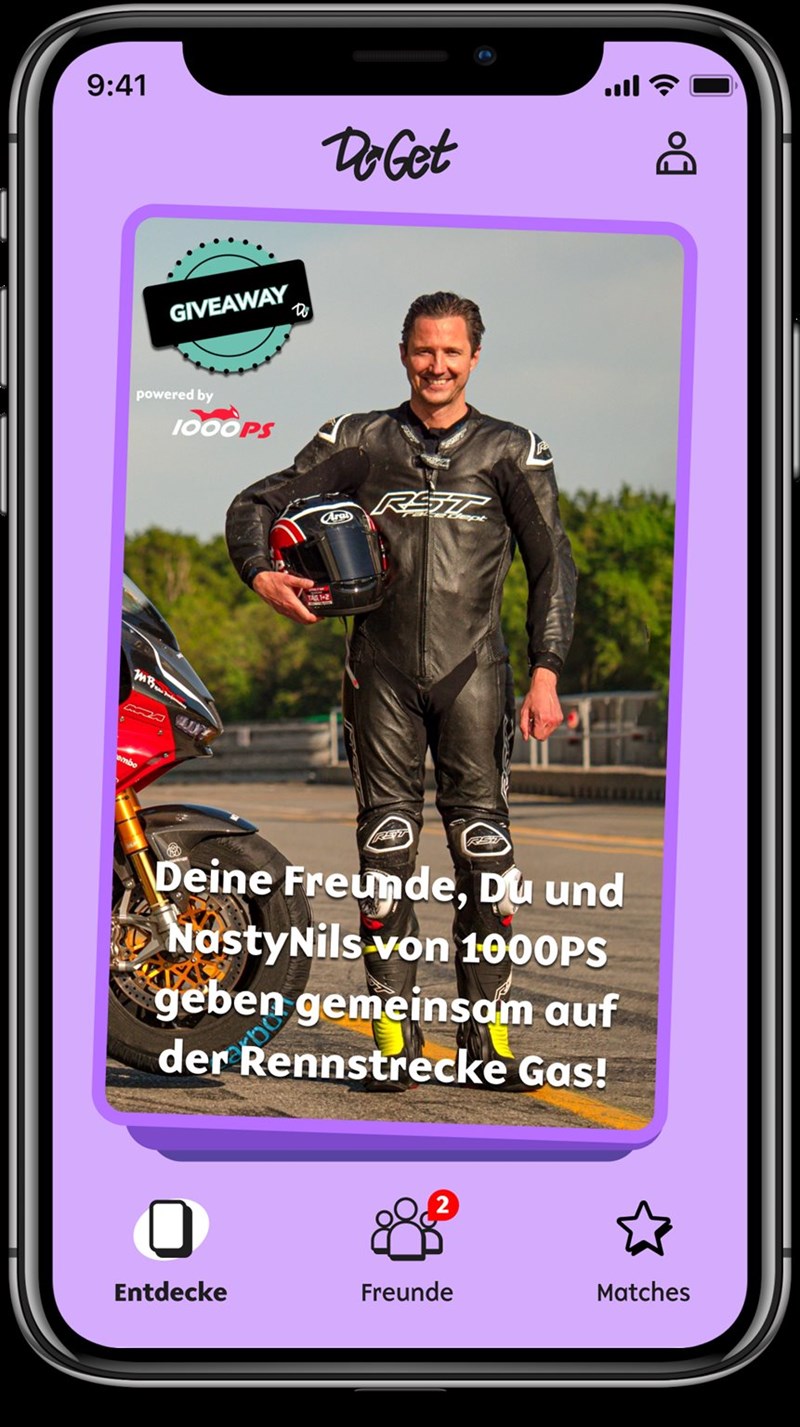 Die Gewinnspiel Karte von 1000PS in der DoGet App Die Gewinnspiel Karte von 1000PS in der DoGet App