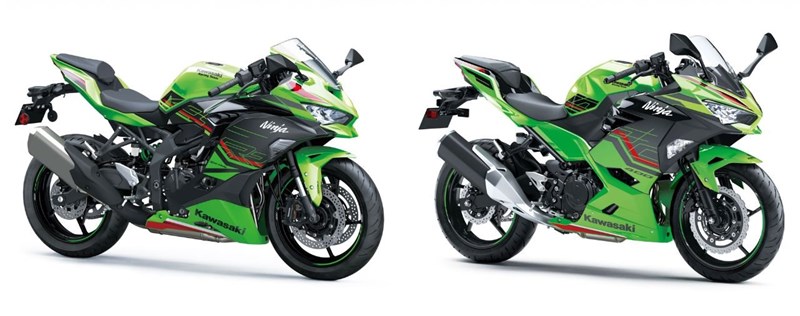 Links die ZX-4RR, rechts die Ninja 400.