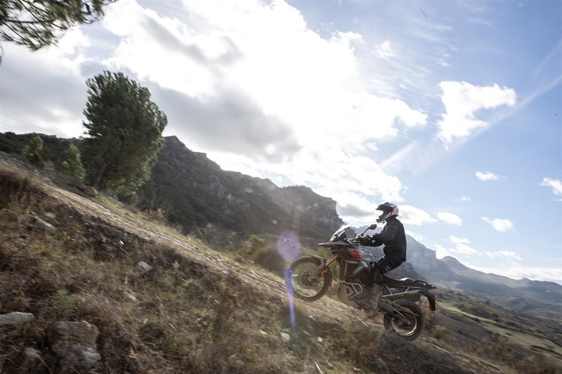 Die Triumph Tiger 900 Rally Pro 2024 im Gelände unterwegs