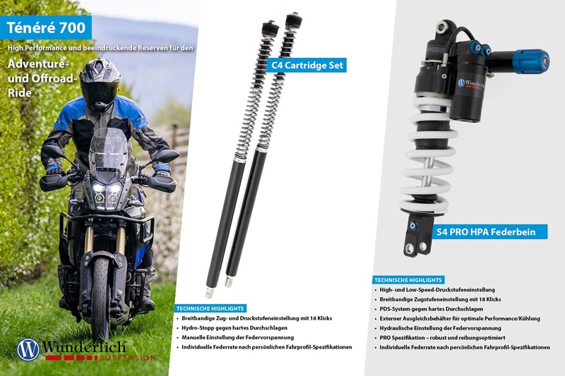 Beispiel: Fahrwerkslösungen für die Yamaha Tenere 700.