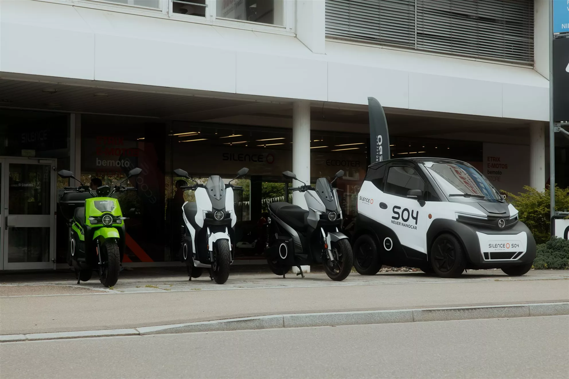 De Silence modelreeks opgesteld bij de Zwitserse Silence importeur ETRIX in Regensdorf