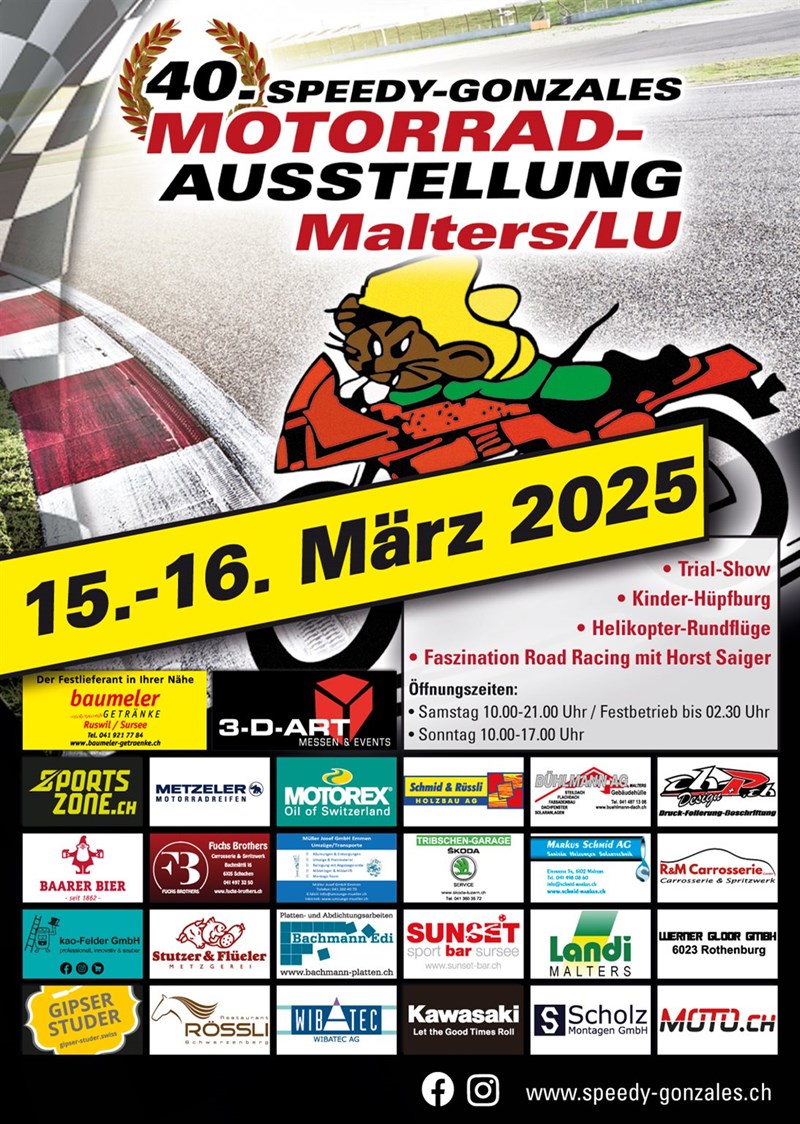 Die grosse Speedy Gonzales Motorradausstellung kommendes Wochenende!