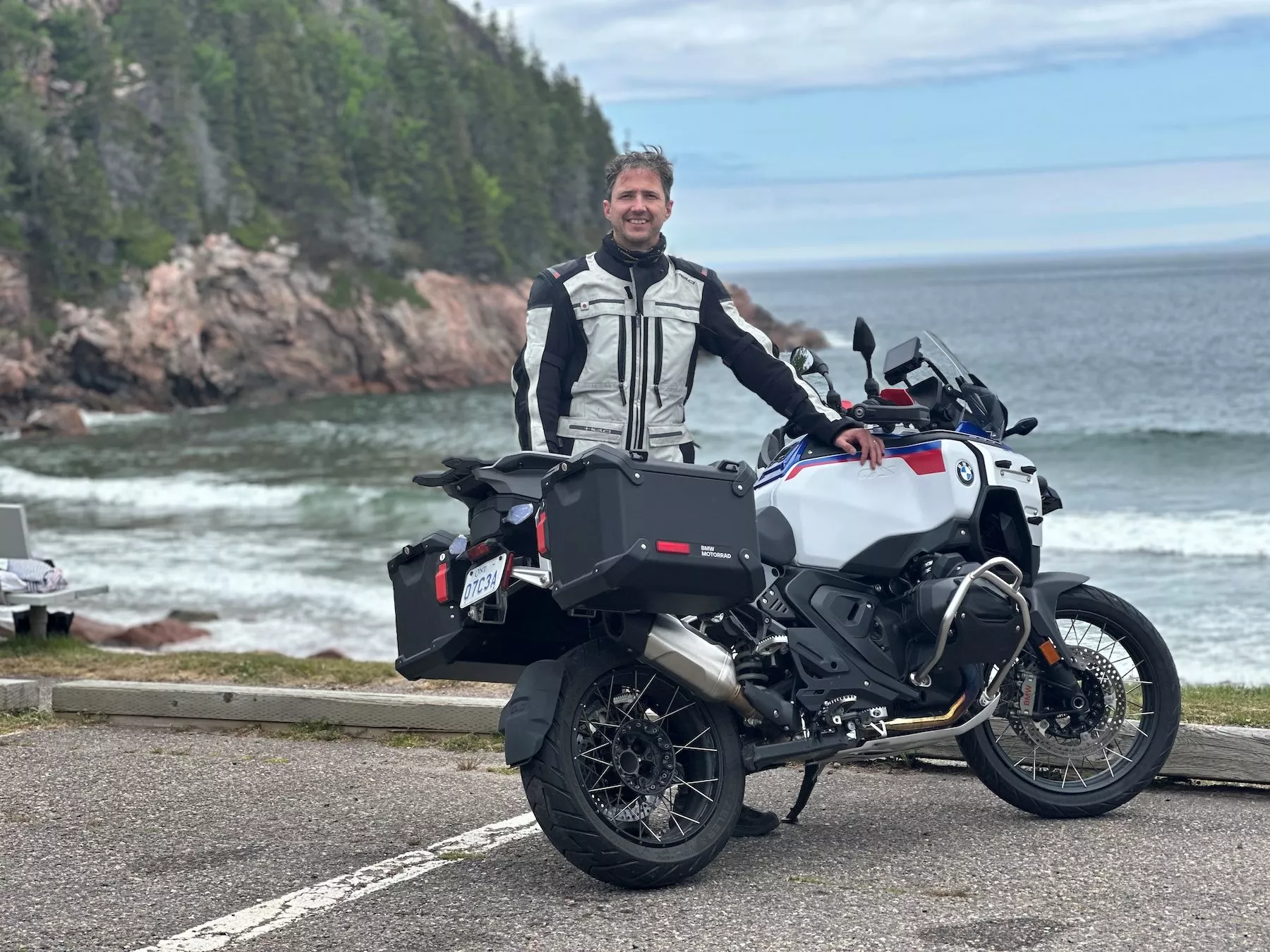Just in Riding Gear - Moments Later, Diving into the Refreshing Ocean!