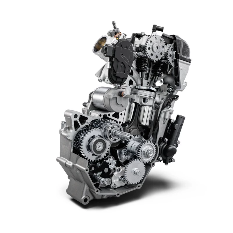 Aus Kostengründen ist der Motor nicht für jedes 390er-Modell speziell konfiguriert, sondern wird unverändert von der Duke übernommen. Allerdings soll die verbaute Elektronik wiederum die Unterschiede zwischen den Modellen hervorkehren. Aus Kostengründen ist der Motor nicht für jedes 390er-Modell speziell konfiguriert, sondern wird unverändert von der Duke übernommen. Allerdings soll die verbaute Elektronik wiederum die Unterschiede zwischen den Modellen hervorkehren.