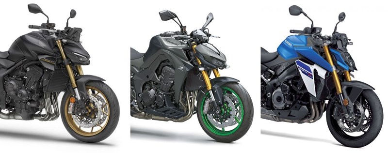 Japanische Power Naked Bikes, wie sie im Buche stehen.