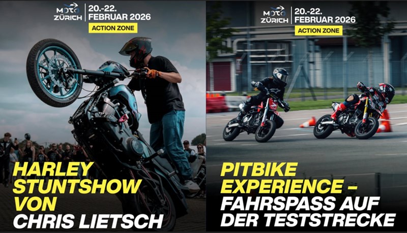 Ob Stuntshow oder selber Pitbike fahren: An der MOTO-ZÜRICH findet man allerlei Action