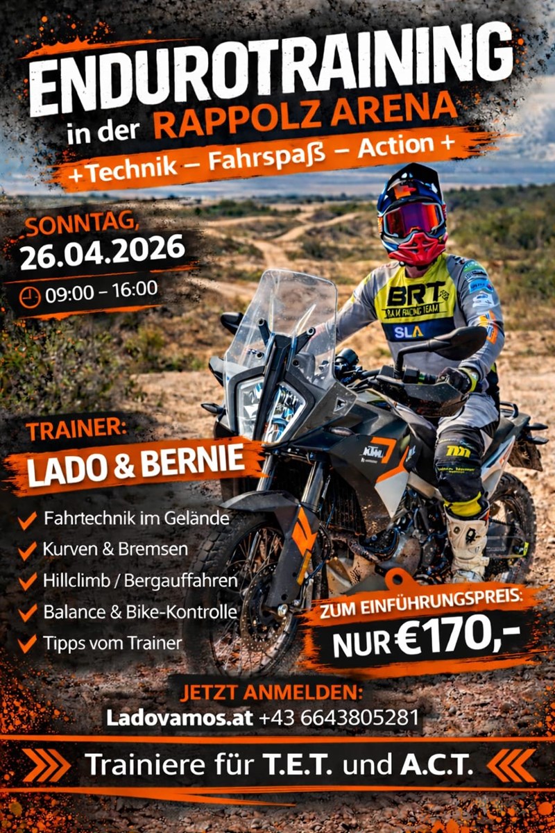 Endurotraining in der Rappolz Arena am 26. April 2026
