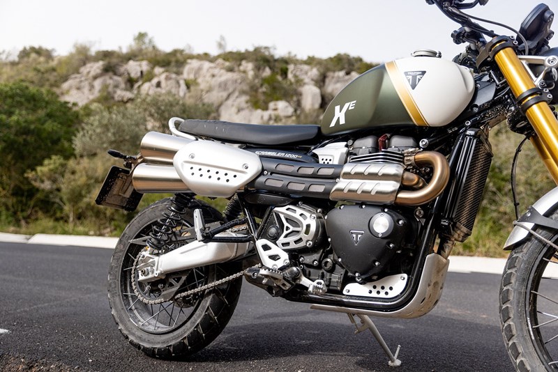 Definitiv der Star in der Scrambler: Der 1200 cm³ Zweizylinder. Hat hier gefühlt noch mehr Charakter, als in den anderen 1200er Bonneville Modellen.