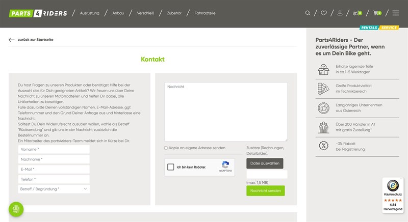 Parts4Riders Kontaktformular