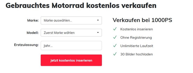 Motorrad gebraucht verkaufen: Kostenlos auf 1000PS
