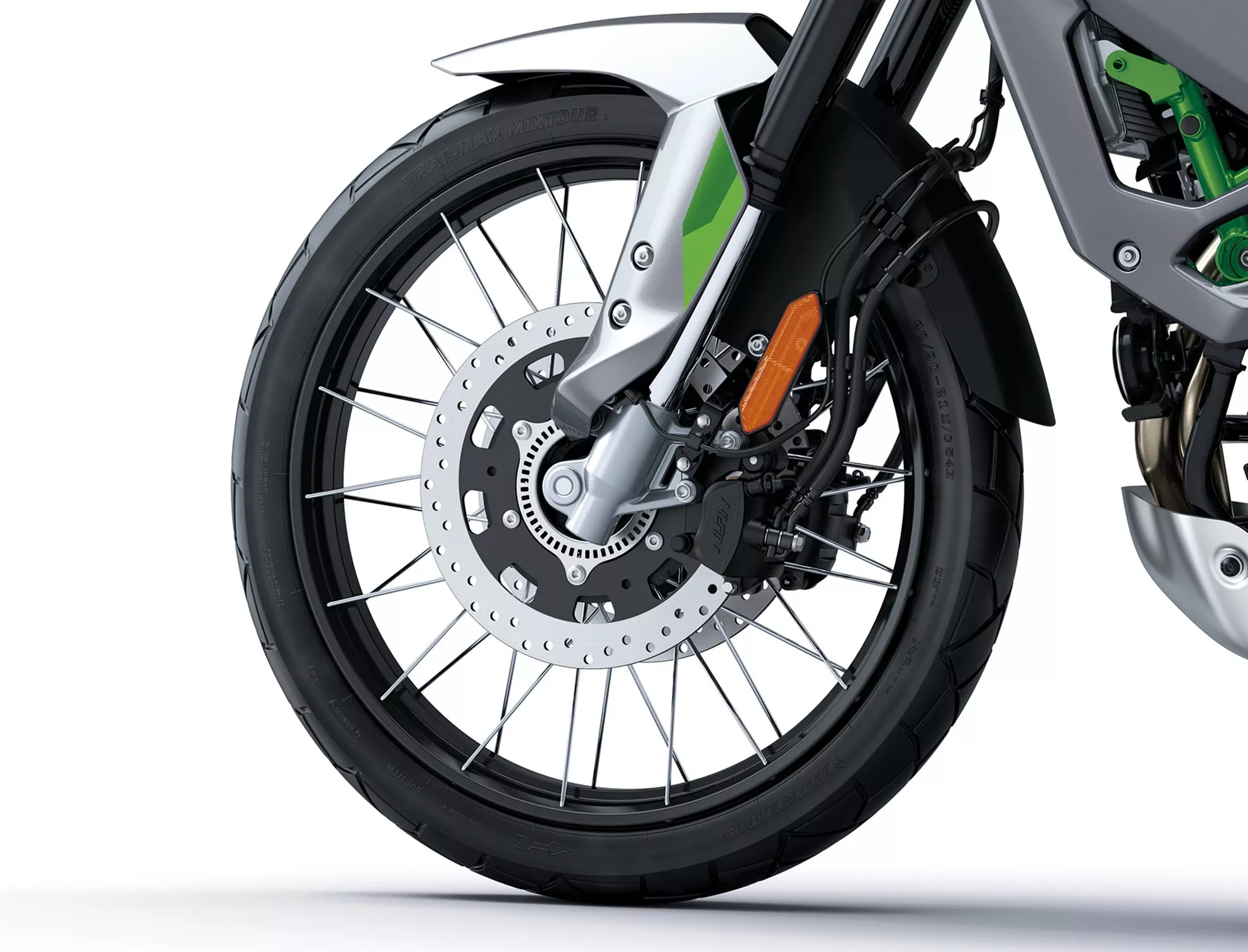Kawasaki KLE 650 SE 2027 – przednie koło i hamulec