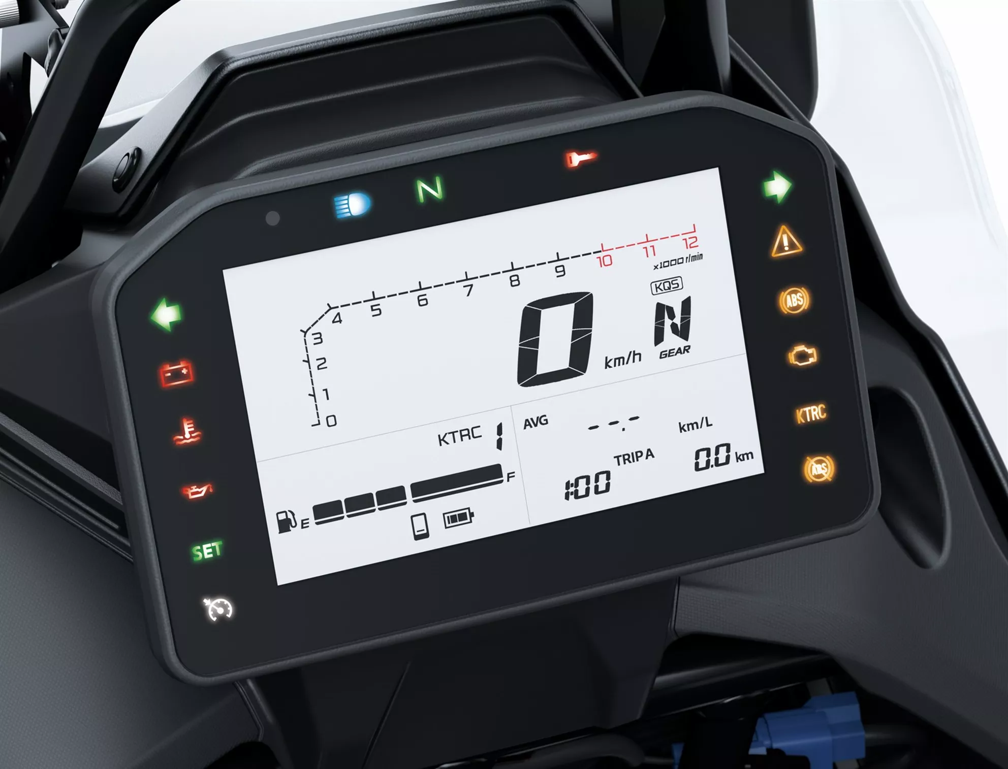 Kawasaki KLE 650 2027 – kokpit LCD