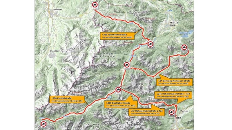 Strecken die 2021 von Motorrad Fahrverboten in Tirol betroffen sind Strecken die 2021 von Motorrad Fahrverboten in Tirol betroffen sind